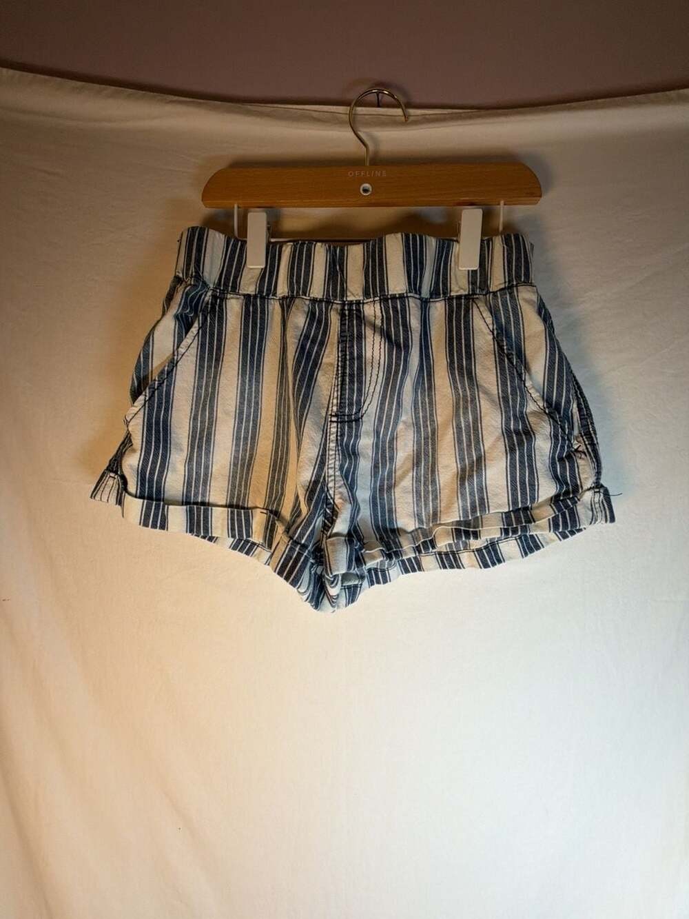 Rewash Striped Cuffed Denim Shorts Size M